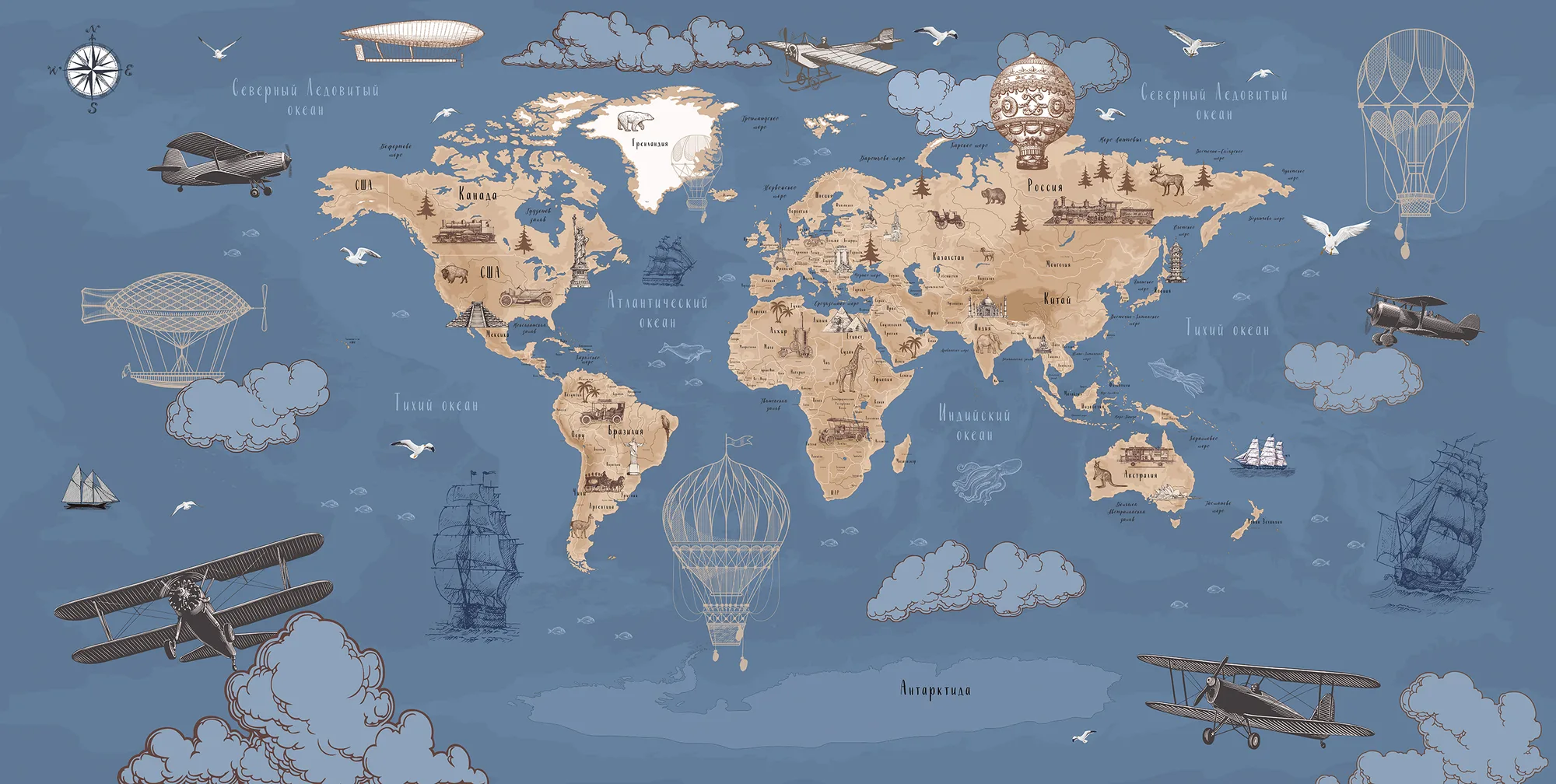 Фотообои Creativille CV-206230 (Engraving-style map 206230)