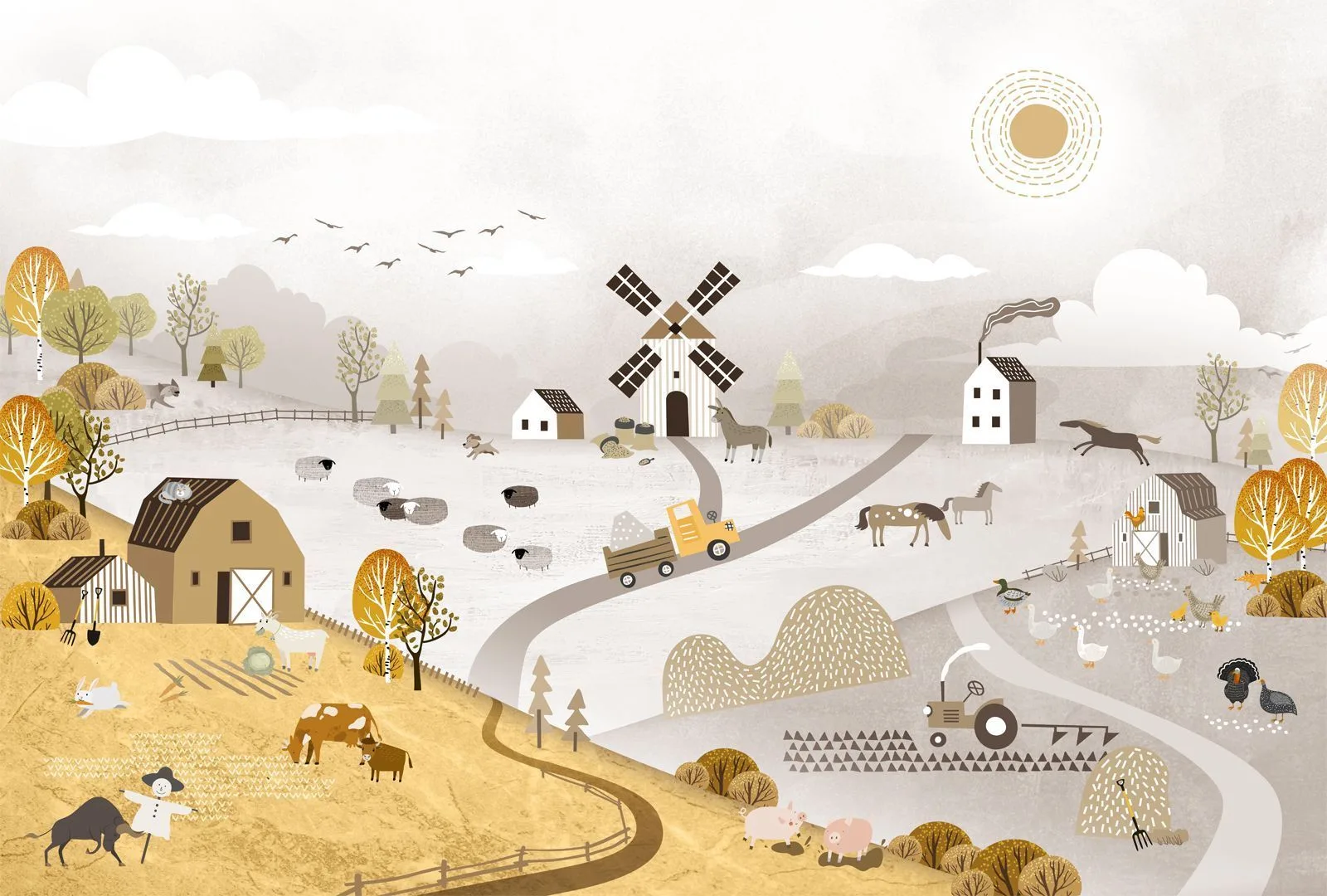 Фотообои Creativille CV-255211 (Farm with animals 255211)