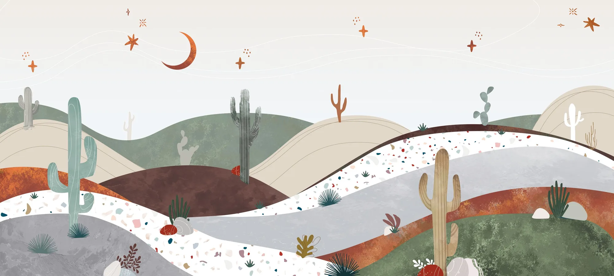 Фотообои Creativille CV-255505 (Desert hills with cacti daytime 255505)