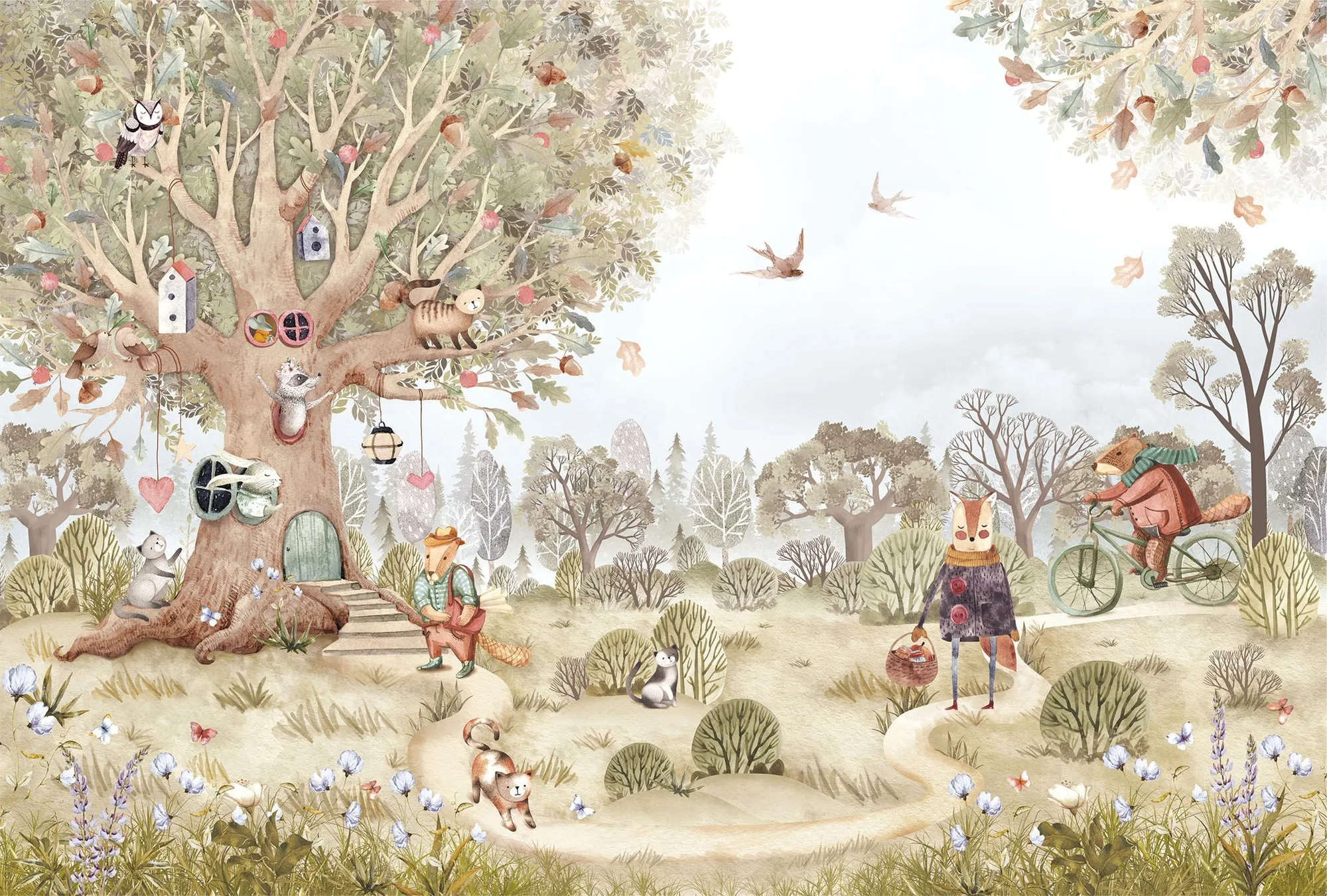 Фотообои Creativille CV-260602 (Big tree and animals 260602)