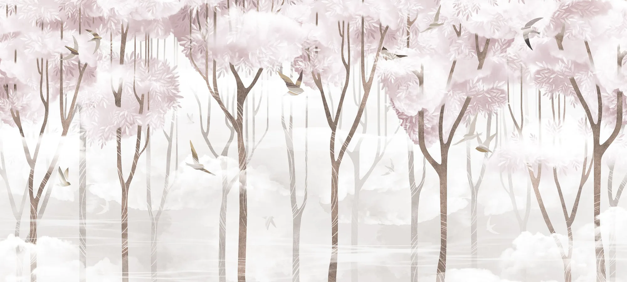 Фотообои Creativille CV-264012 (Forest with clouds and bird 264012)
