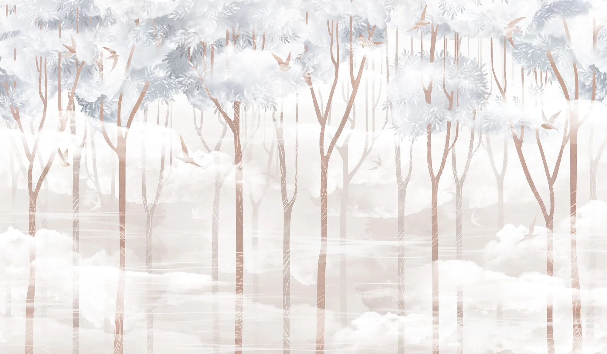 Фотообои Creativille CV-264015 (Forest with clouds and bird 264015)