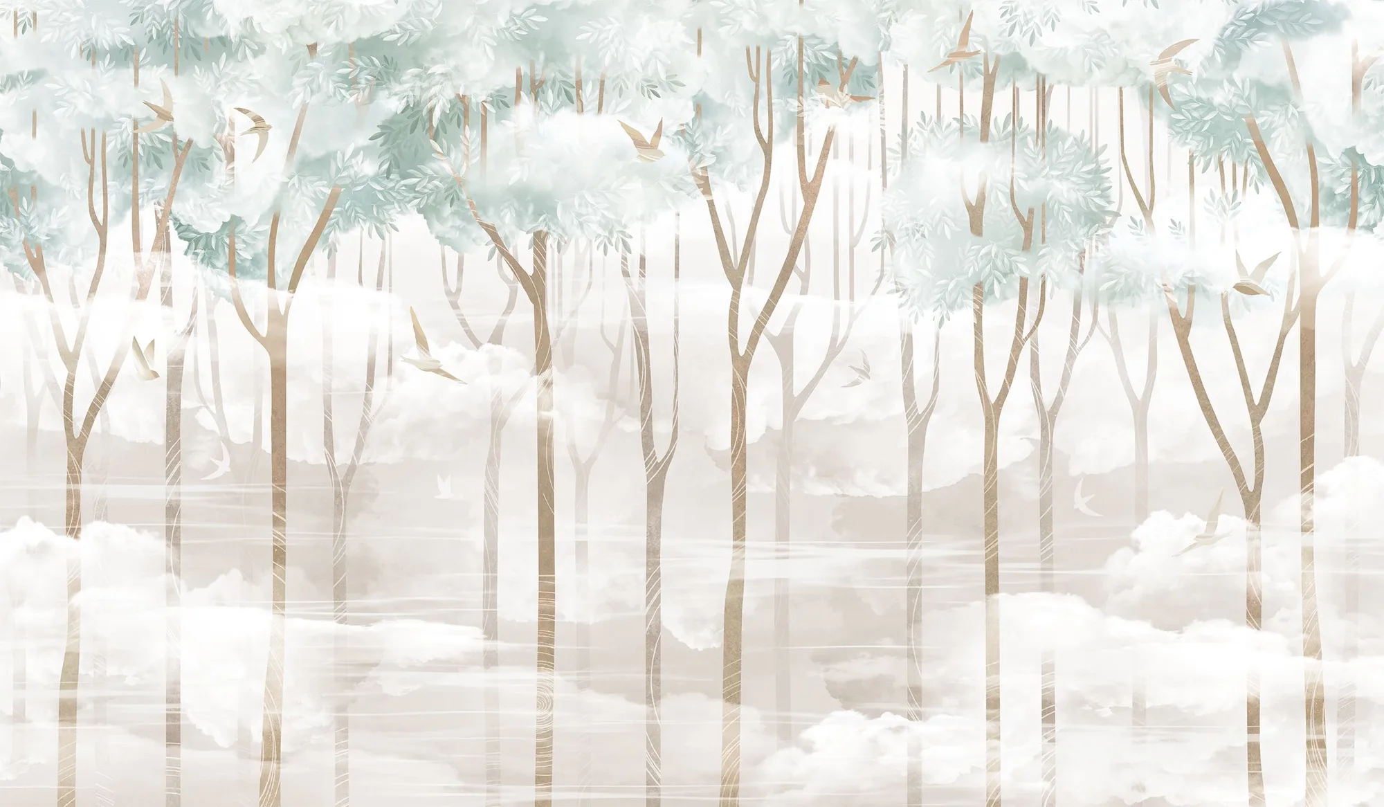 Фотообои Creativille CV-264016 (Forest with clouds and bird 264016)