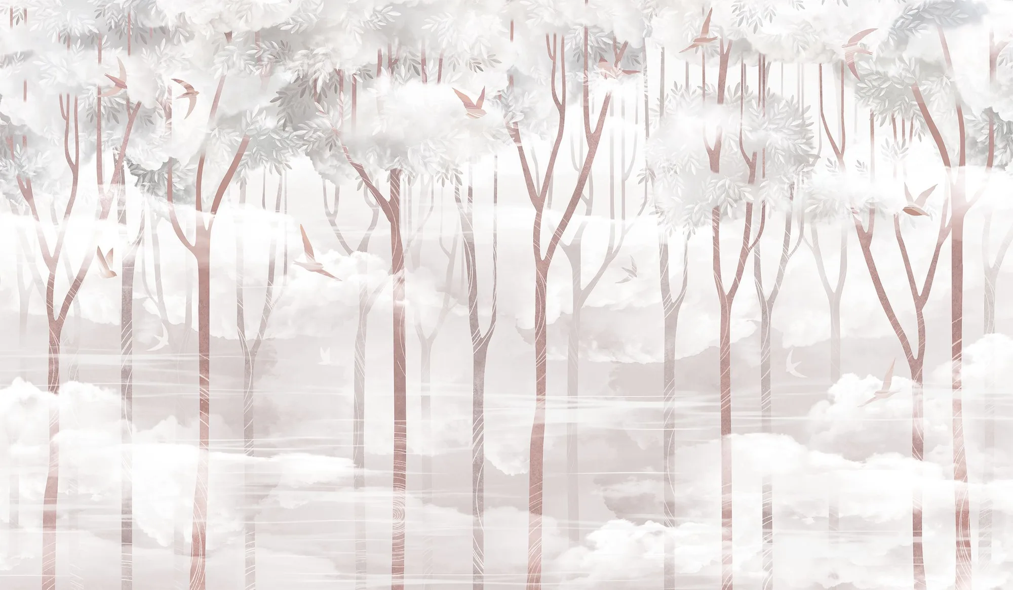 Фотообои Creativille CV-264017 (Forest with clouds and bird 264017)