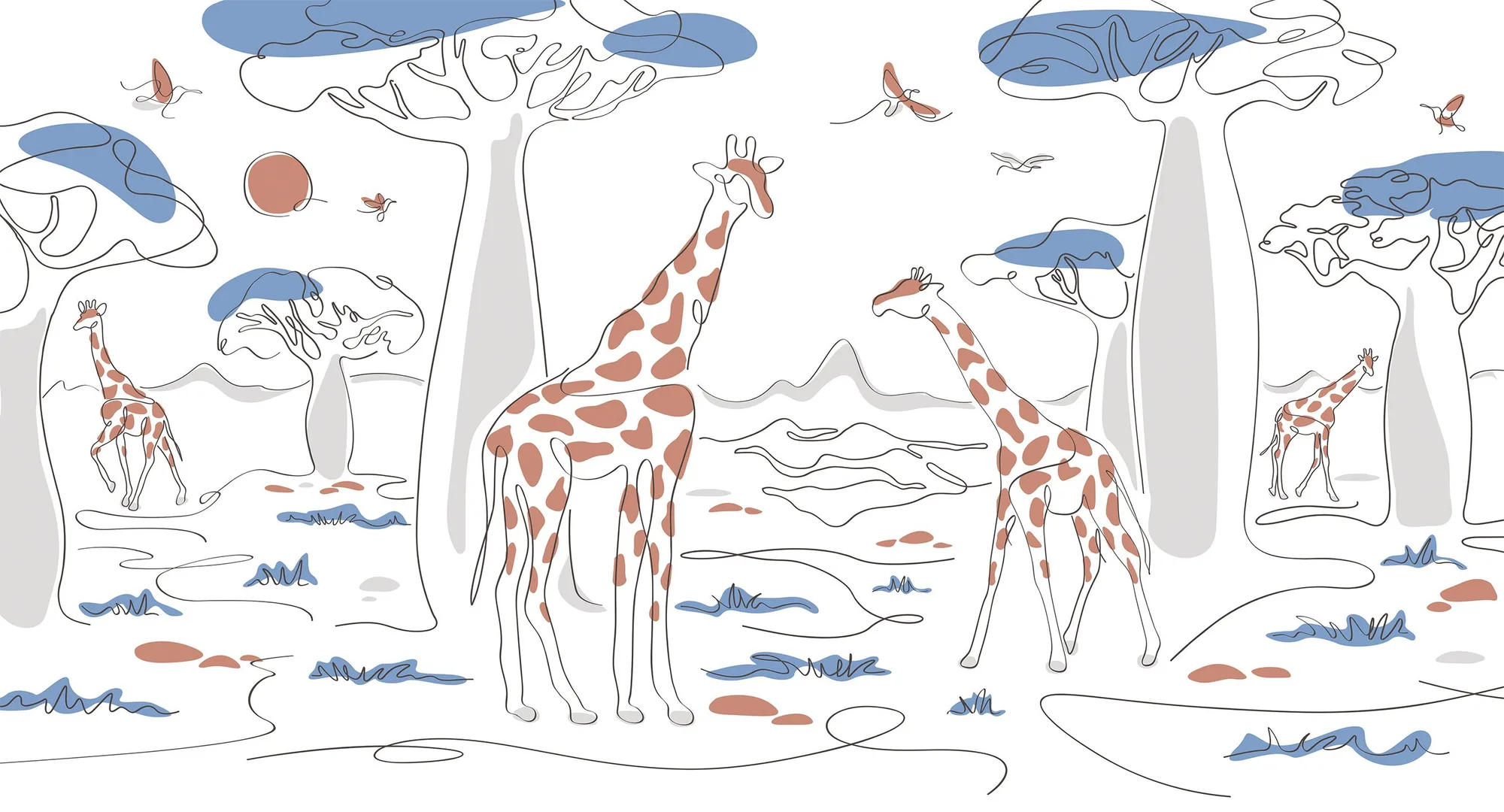 Фотообои Creativille CV-267015 (Giraffes in the savannah 267015)