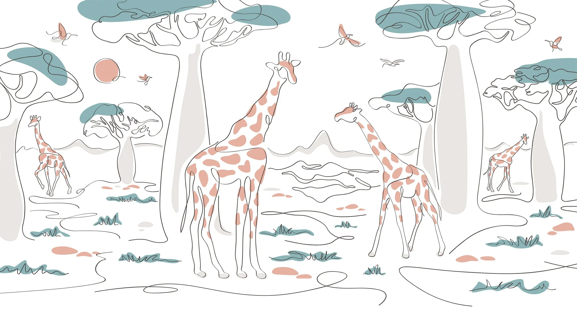 Фотообои Creativille CV-267017 (Giraffes in the savannah 267017)
