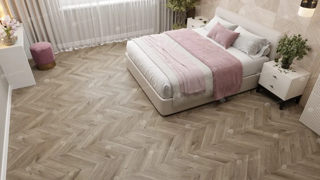 Alpine Floor Chevron Дуб натуральный отбеленный: в интерьере