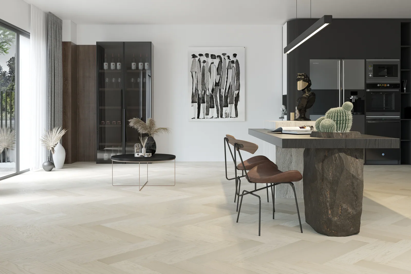 Fargo Quartz Parquet Английская Ёлка Дуб Песочный: в интерьере