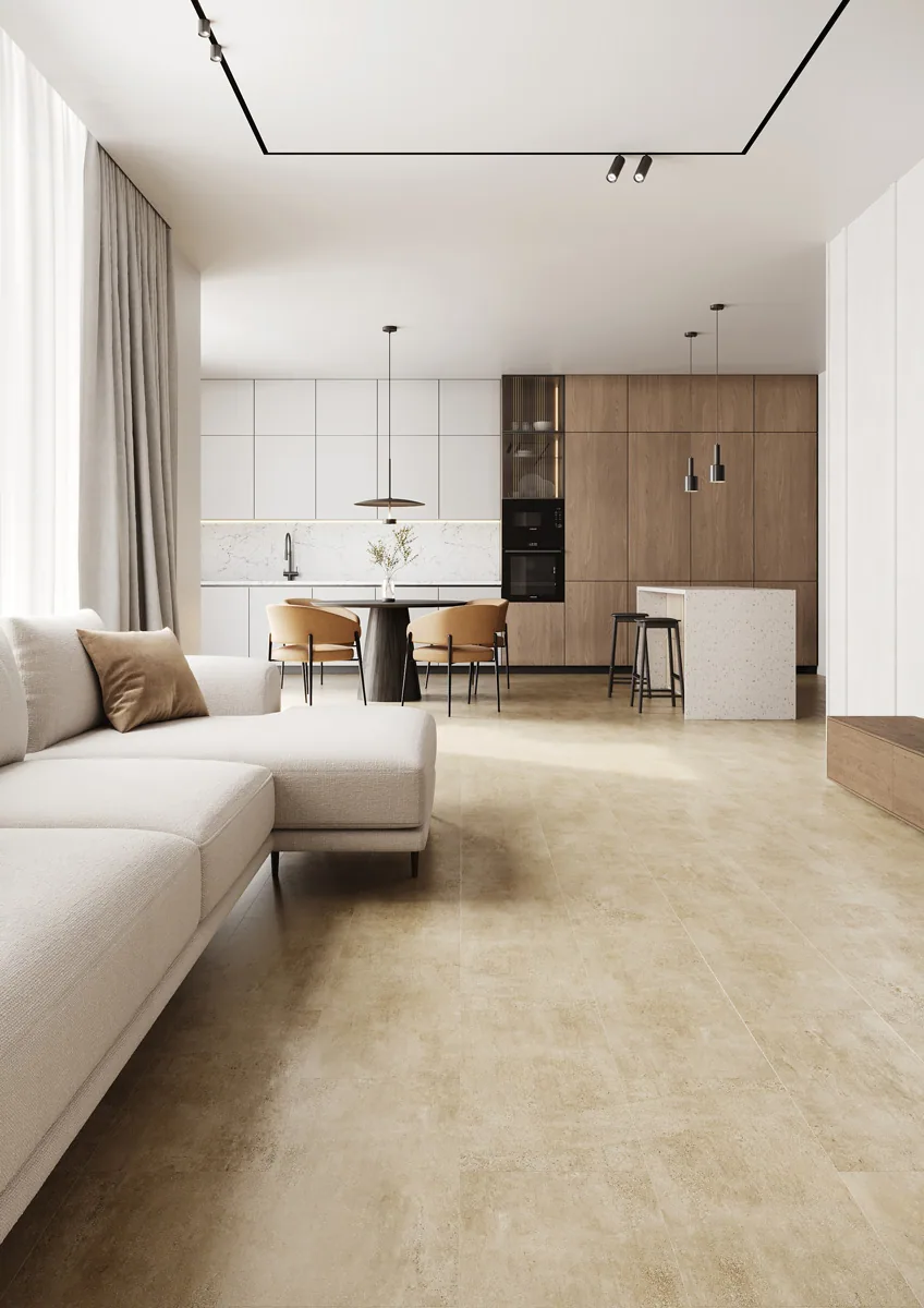 Fargo Stone LVT Травертин Песочный: в интерьере
