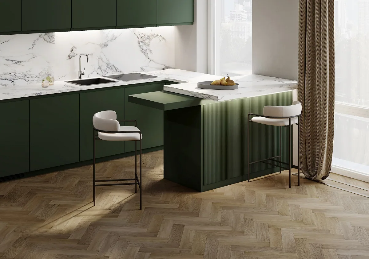 Fargo Herringbone Дуб Монако: в интерьере