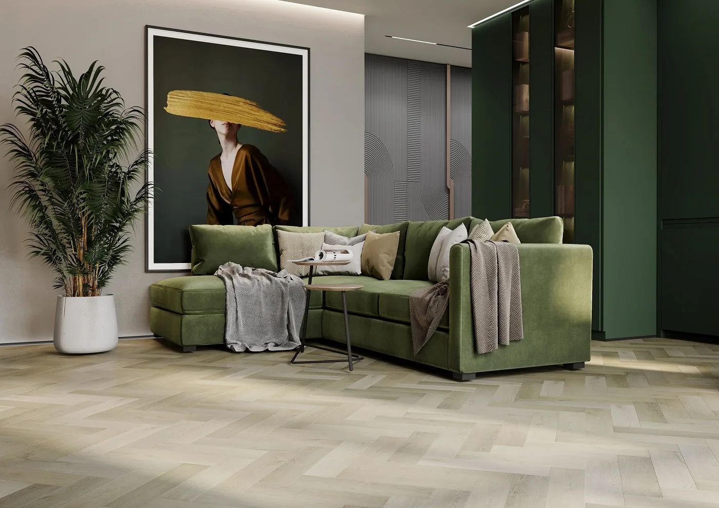 Fargo Herringbone Дуб Рокфорд: в интерьере