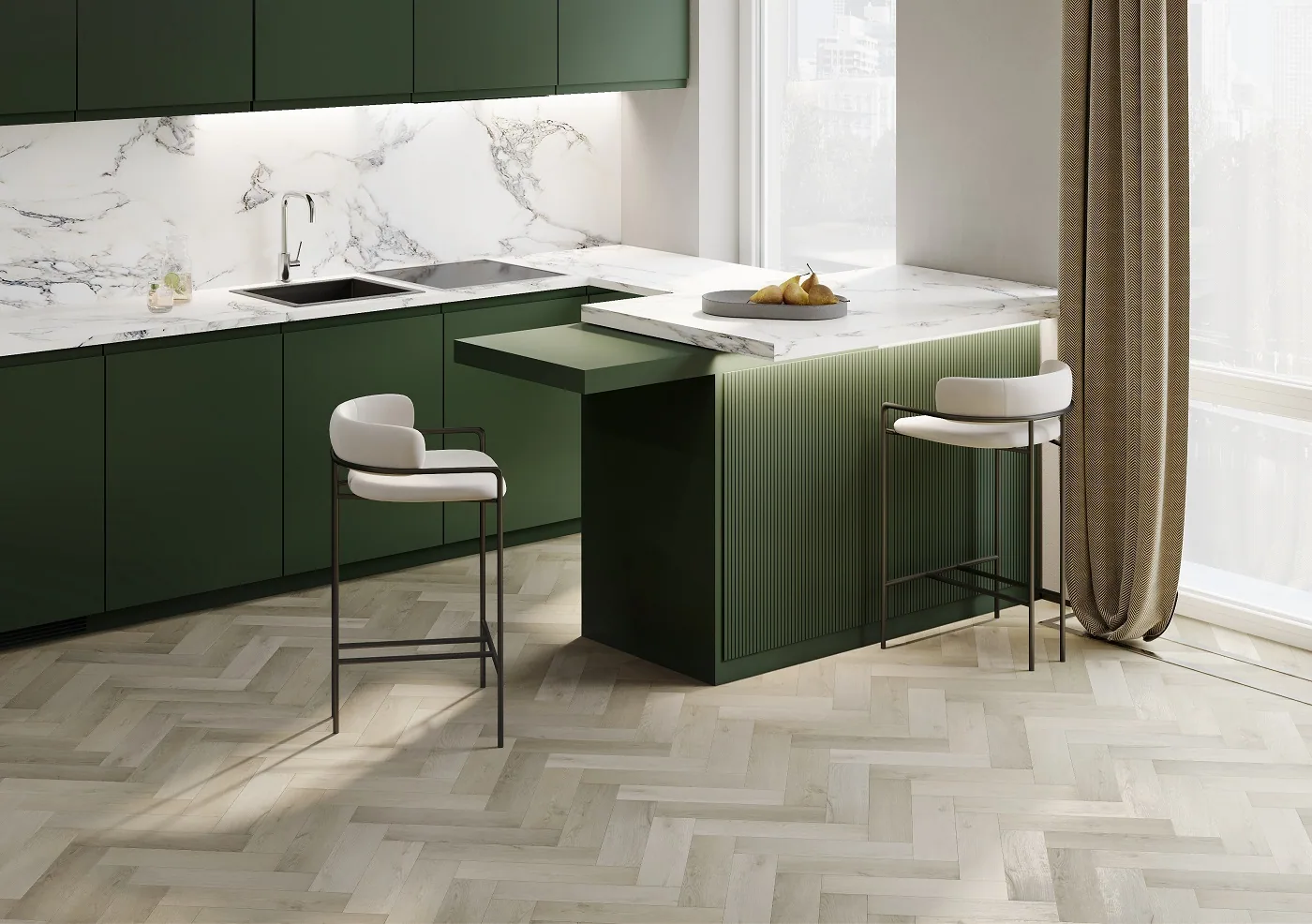 Fargo Herringbone Дуб Рокфорд: в интерьере