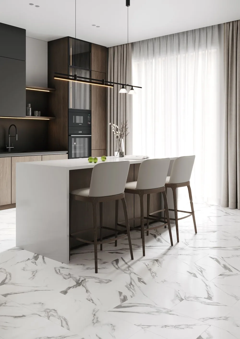 Fargo Stone LVT Мрамор Калакатта: в интерьере