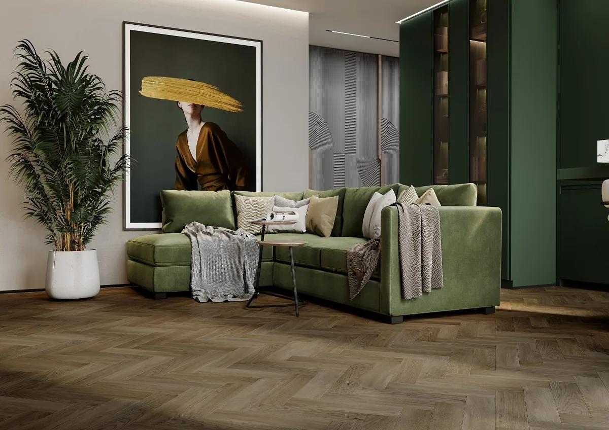 Fargo Herringbone Дуб Монако: в интерьере