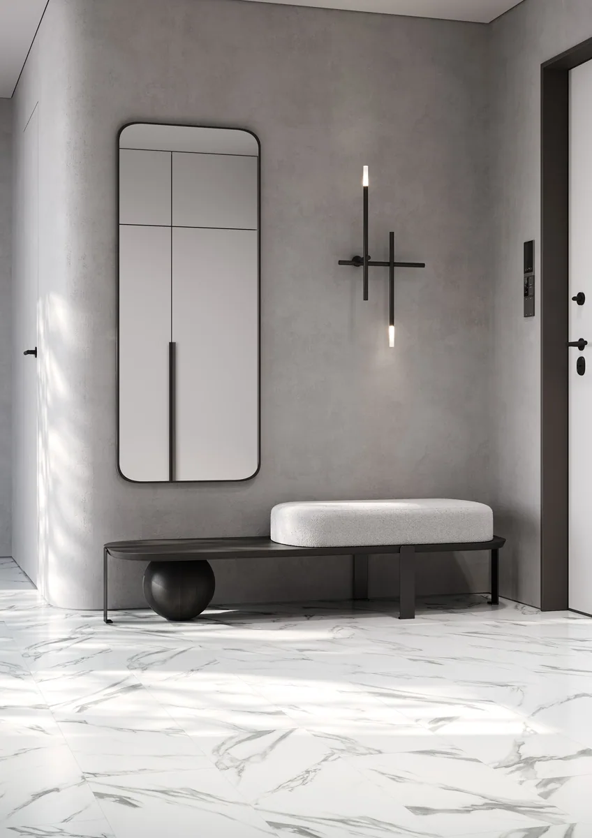 Fargo Stone LVT Мрамор Калакатта: в интерьере