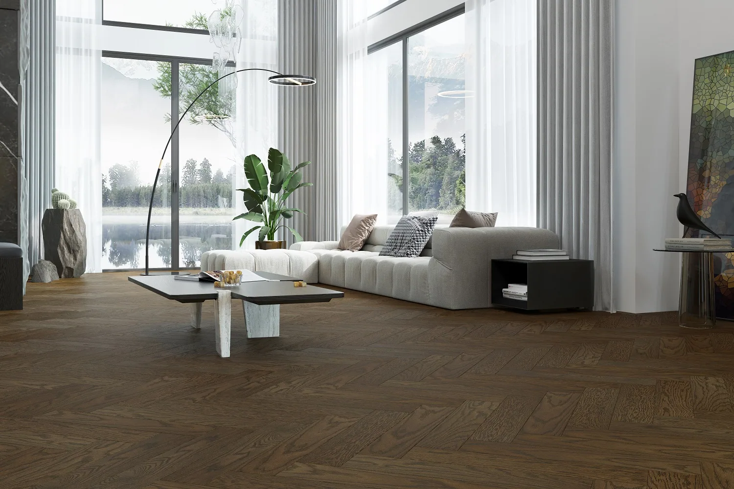 Fargo Quartz Parquet Английская Ёлка Дуб Брауни: в интерьере