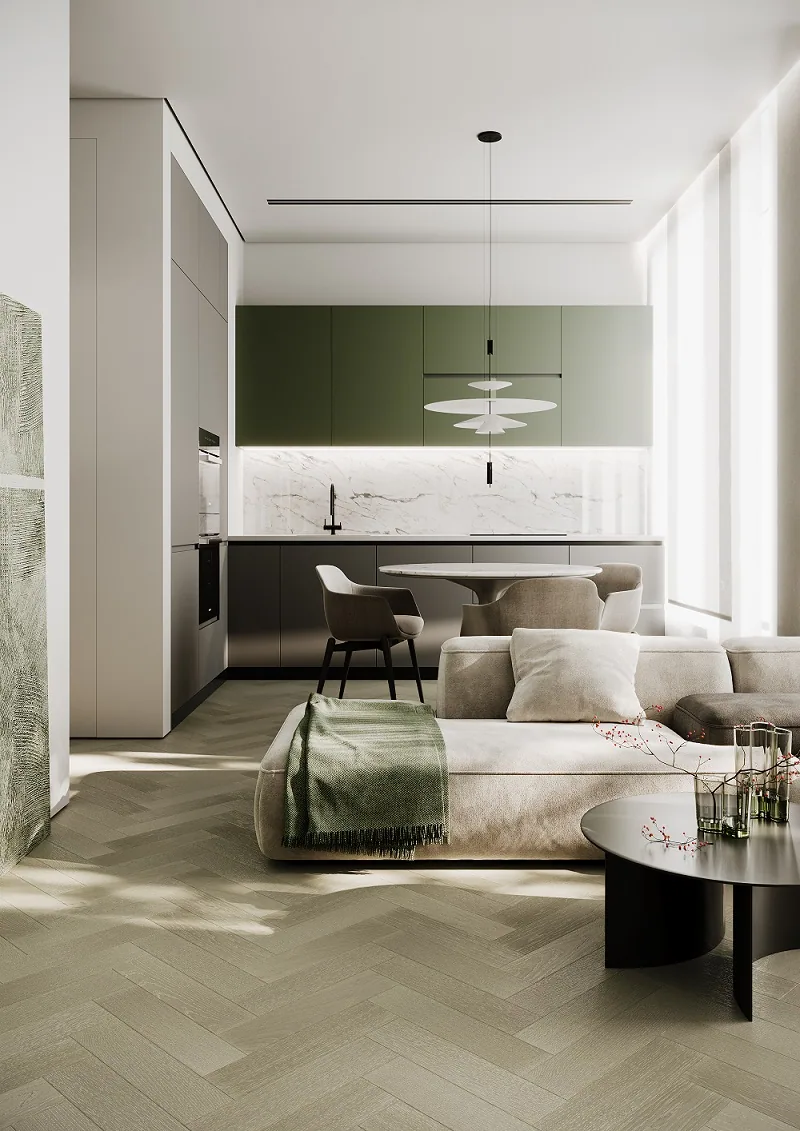 Fargo Quartz Parquet Штучный Дуб Лунный: в интерьере