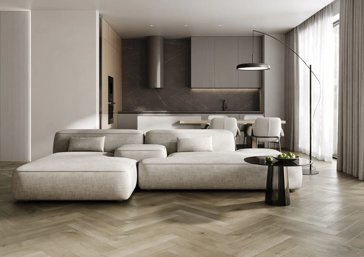 Fargo Bevel Parquet Дуб Санторини: в интерьере