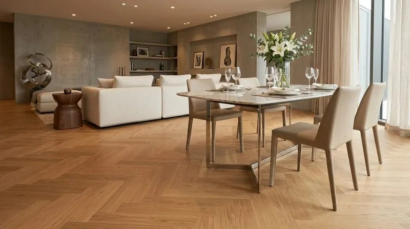 My Step Aqua Wood Herringbone Натур: в интерьере