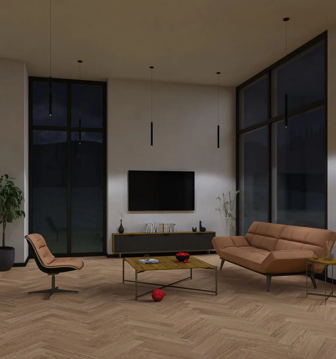My Step Aqua Wood Herringbone Крафт: в интерьере
