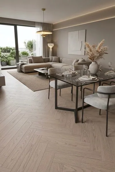 My Step Aqua Wood Herringbone Сэнд: в интерьере