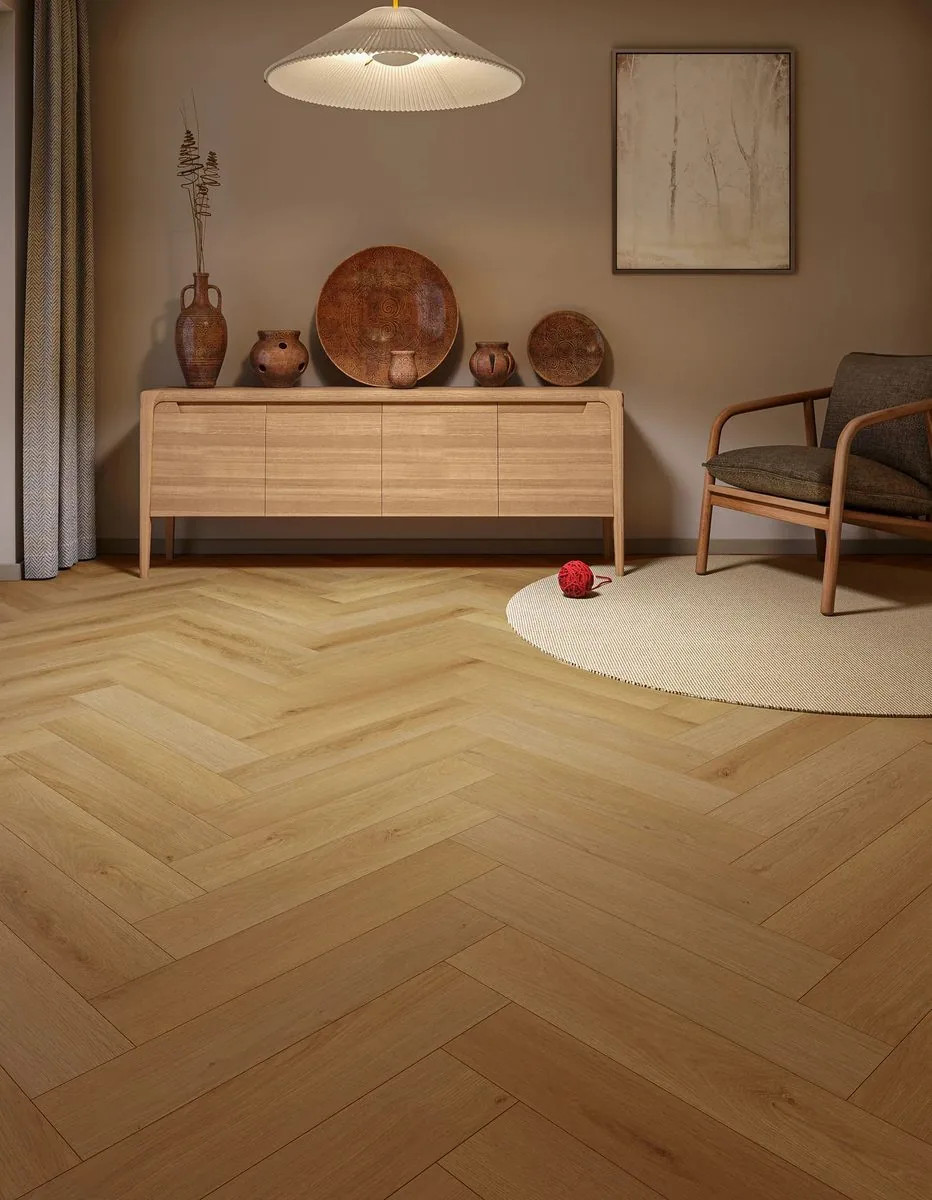 My Step Aqua Herringbone Cork Веро: в интерьере