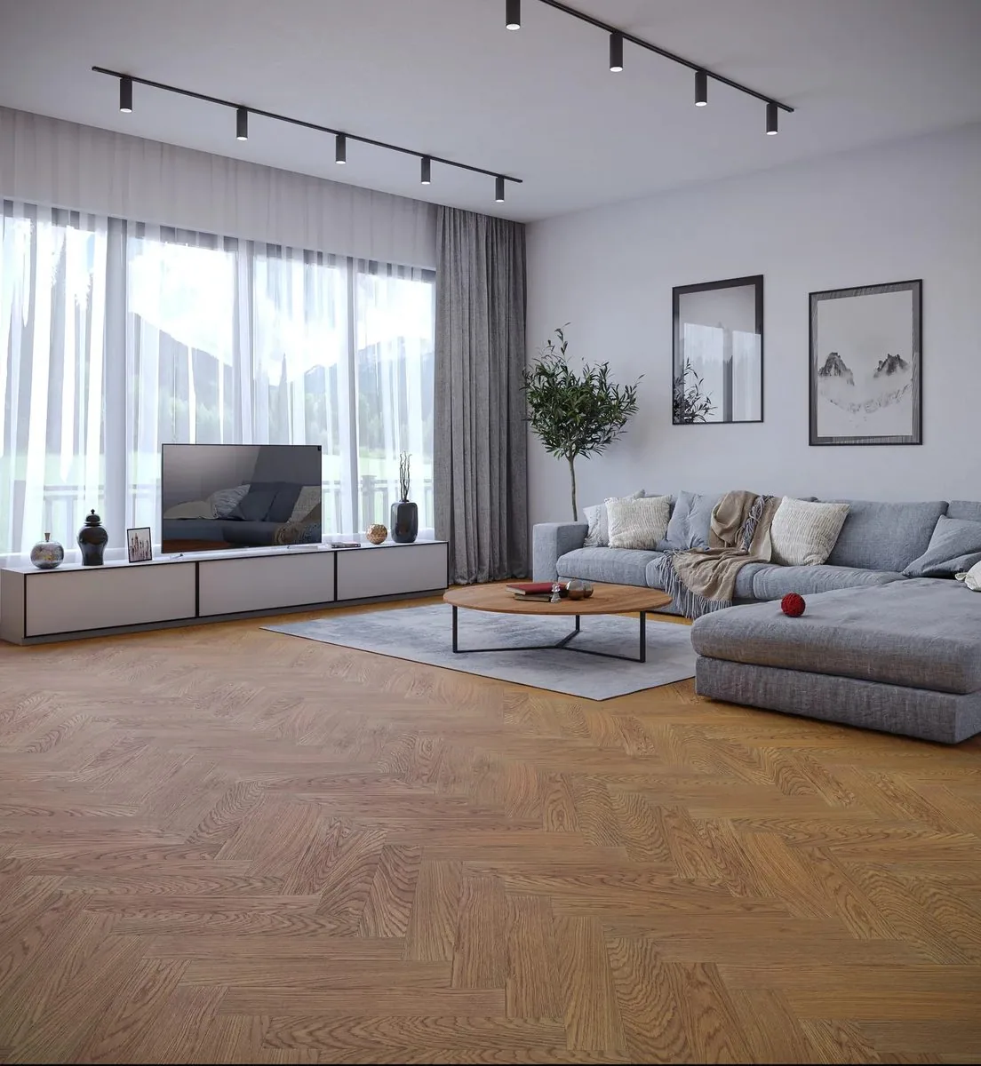 My Step Aqua Wood Herringbone Честер: в интерьере