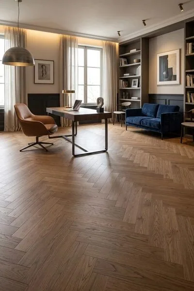 My Step Aqua Wood Herringbone Алмонд: в интерьере