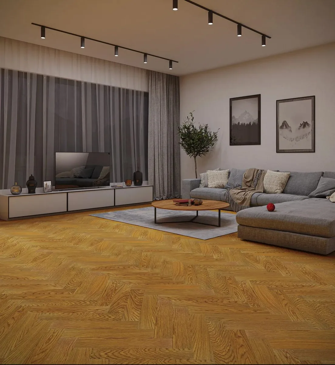 My Step Aqua Wood Herringbone Честер: в интерьере