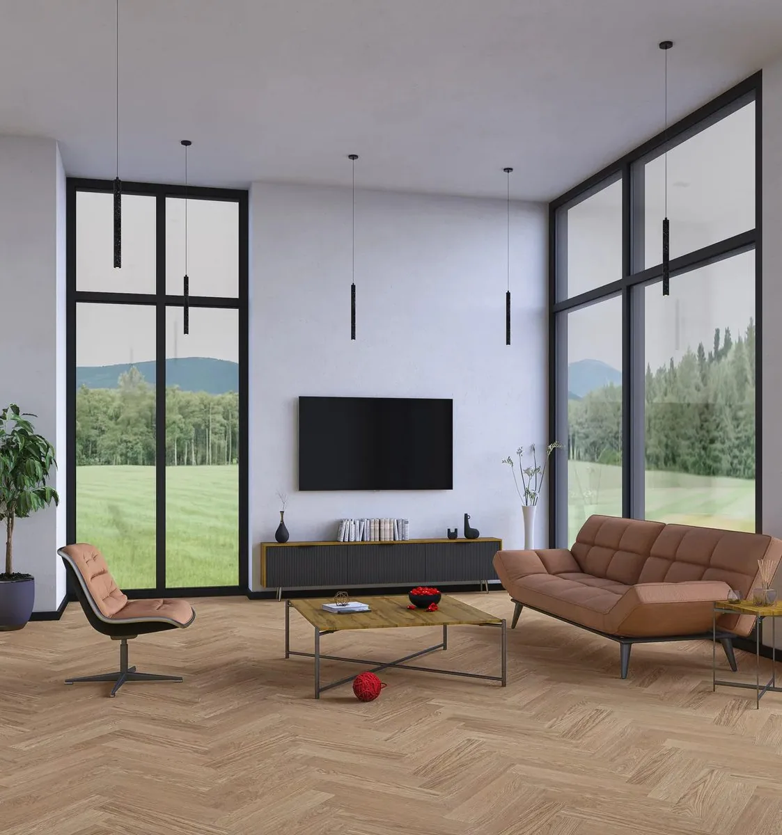 My Step Aqua Wood Herringbone Крафт: в интерьере