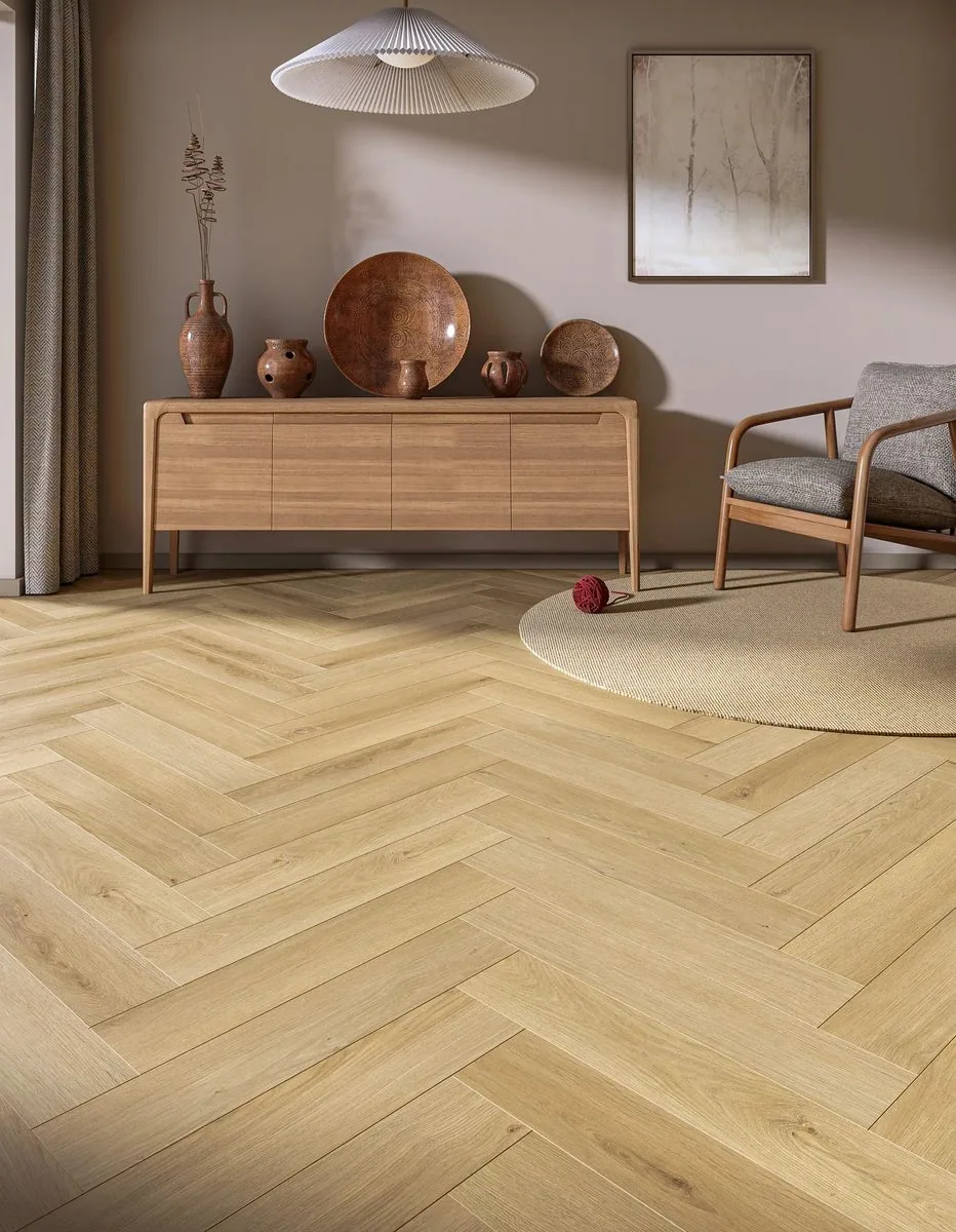 My Step Aqua Herringbone Cork Веро: в интерьере