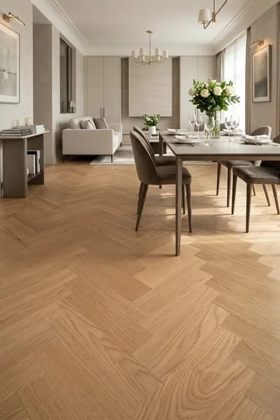 My Step Aqua Wood Herringbone Натур: в интерьере