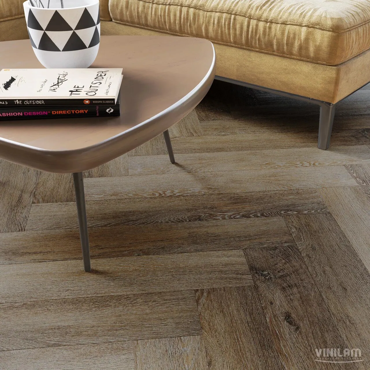 Vinilam Parquet Herringbone Click Паркет Тусон: в интерьере
