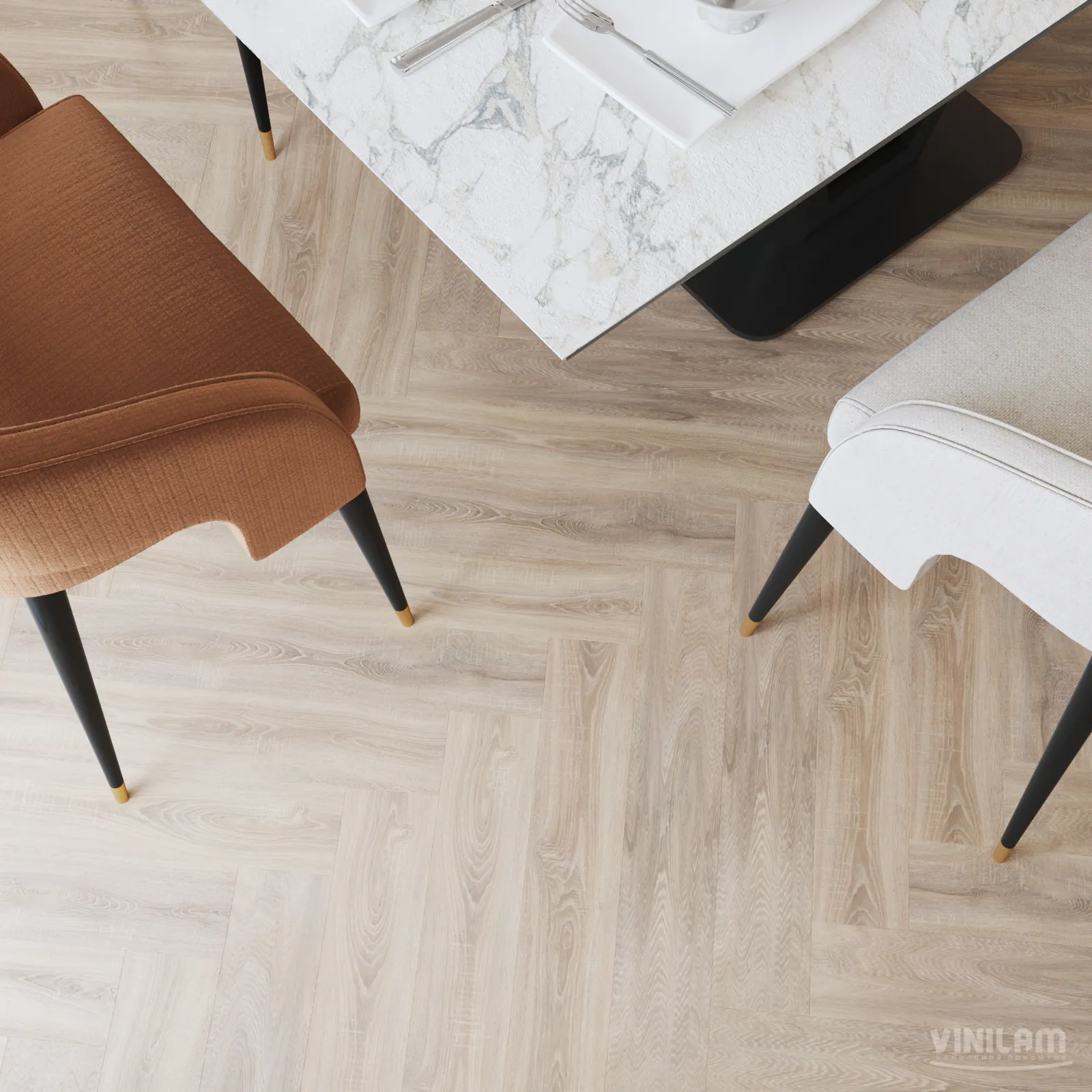 Vinilam Parquet Herringbone Click Паркет Монпелье: в интерьере