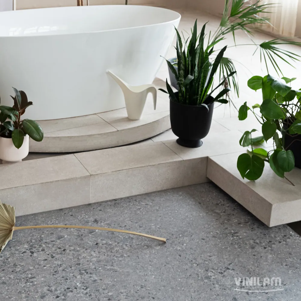Vinilam Ceramo XXL Stone Glue Терраццо: в интерьере