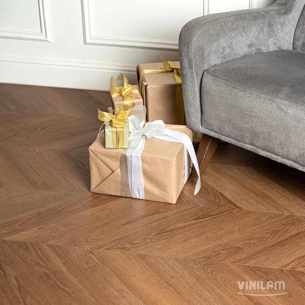 Vinilam Parquet Chevron Glue Шеврон Плезир: в интерьере