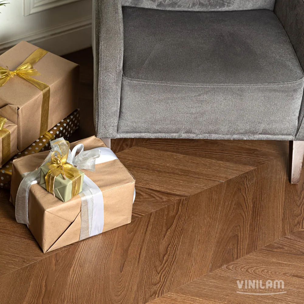 Vinilam Parquet Chevron Glue Шеврон Плезир: в интерьере