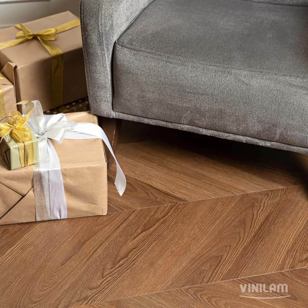 Vinilam Parquet Chevron Glue Шеврон Плезир: в интерьере