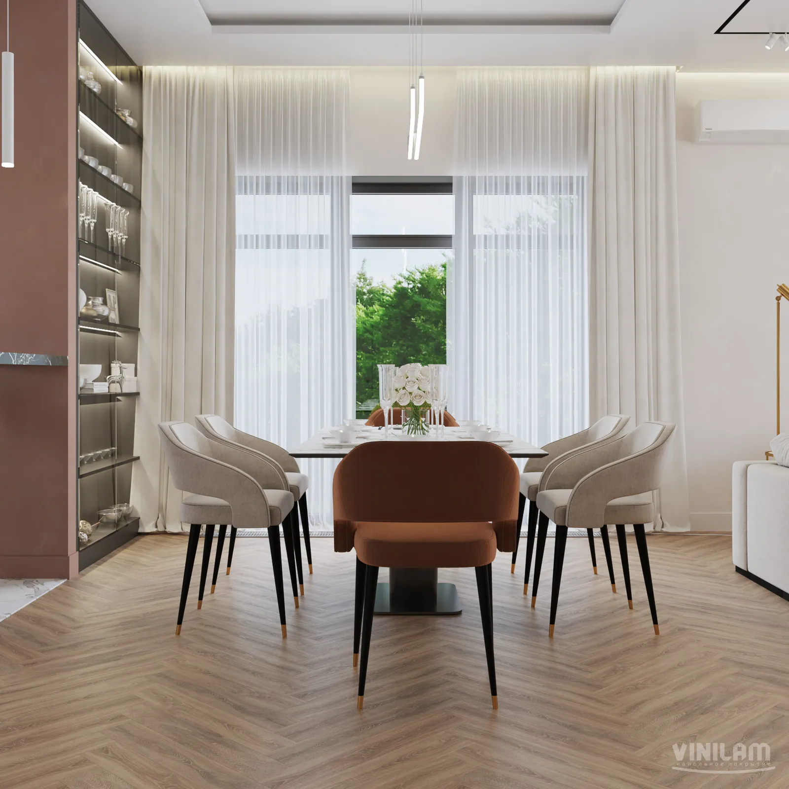Vinilam Parquet Herringbone Click Паркет Монпелье: в интерьере