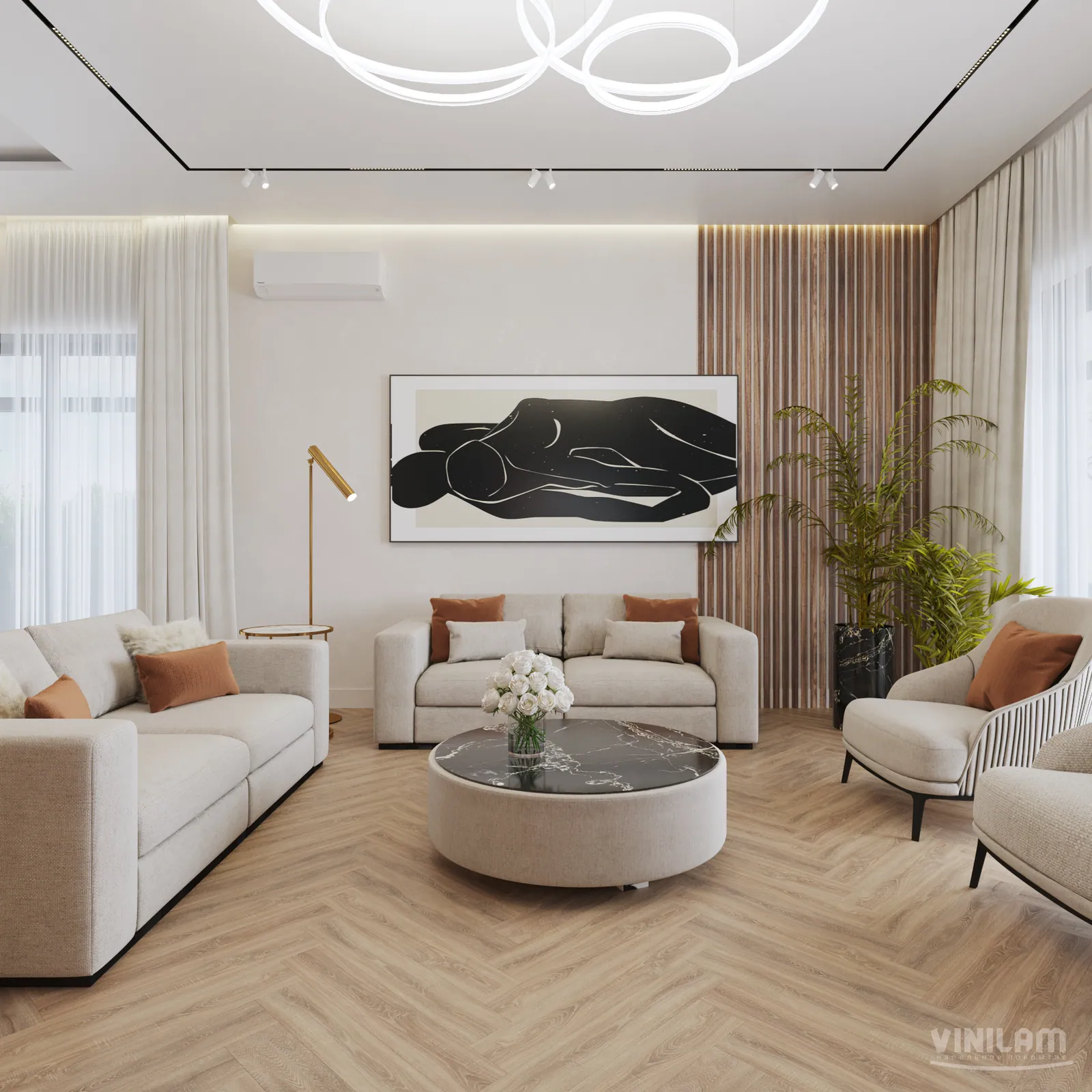 Vinilam Parquet Herringbone Click Паркет Монпелье: в интерьере
