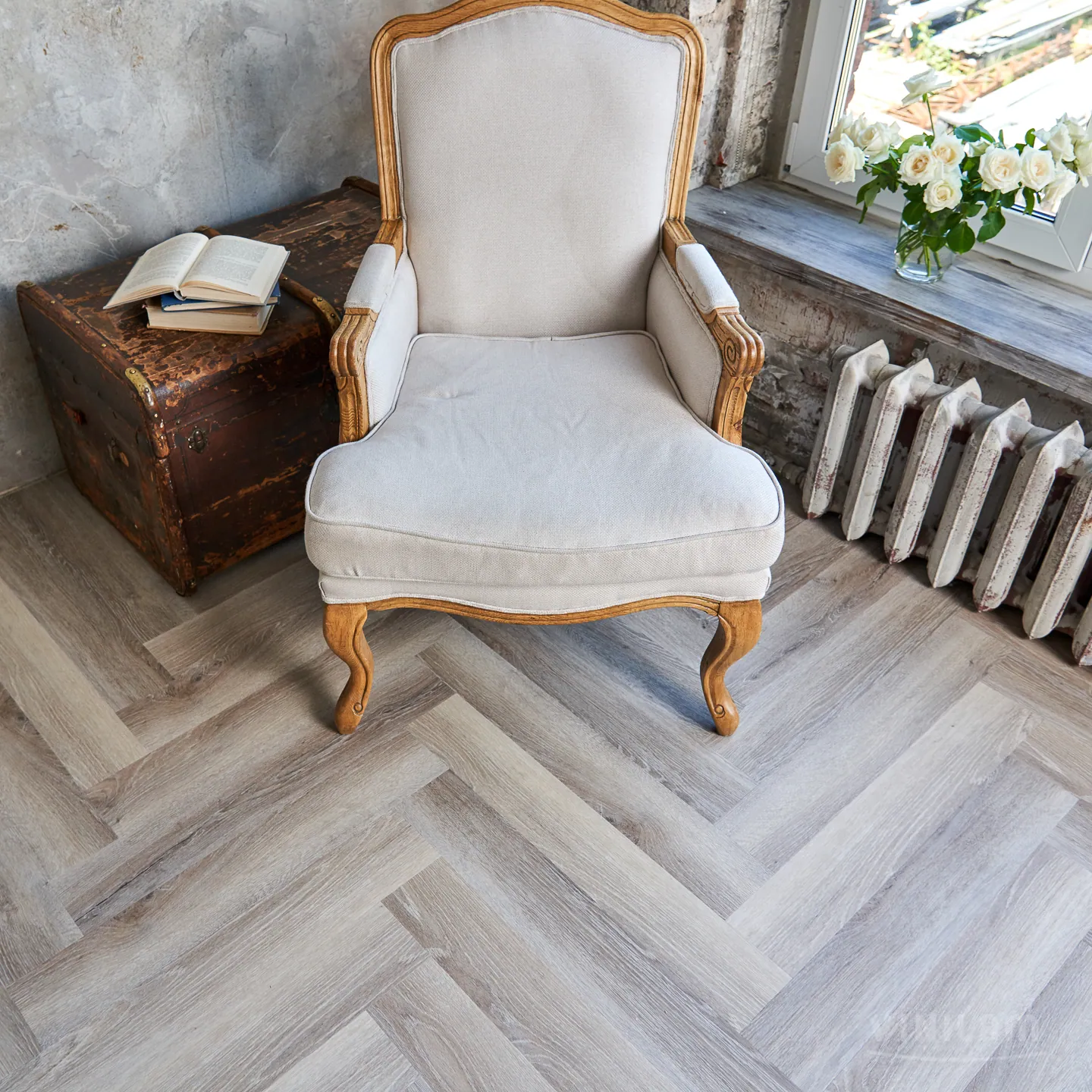 Vinilam Parquet Herringbone Click Паркет Эрмитаж: в интерьере