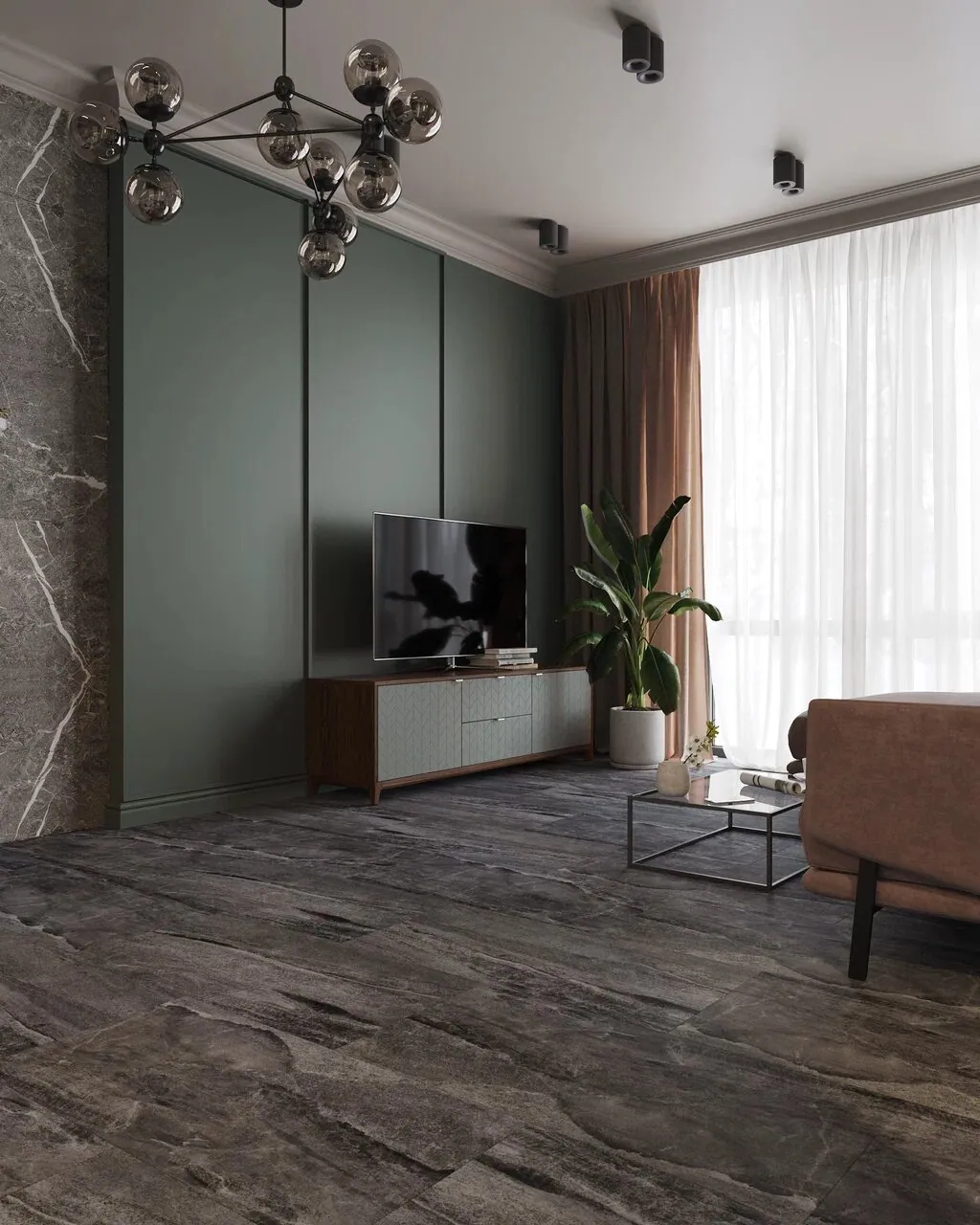Vinilam Ceramo XXL Stone Glue Колумбийский Камень: в интерьере