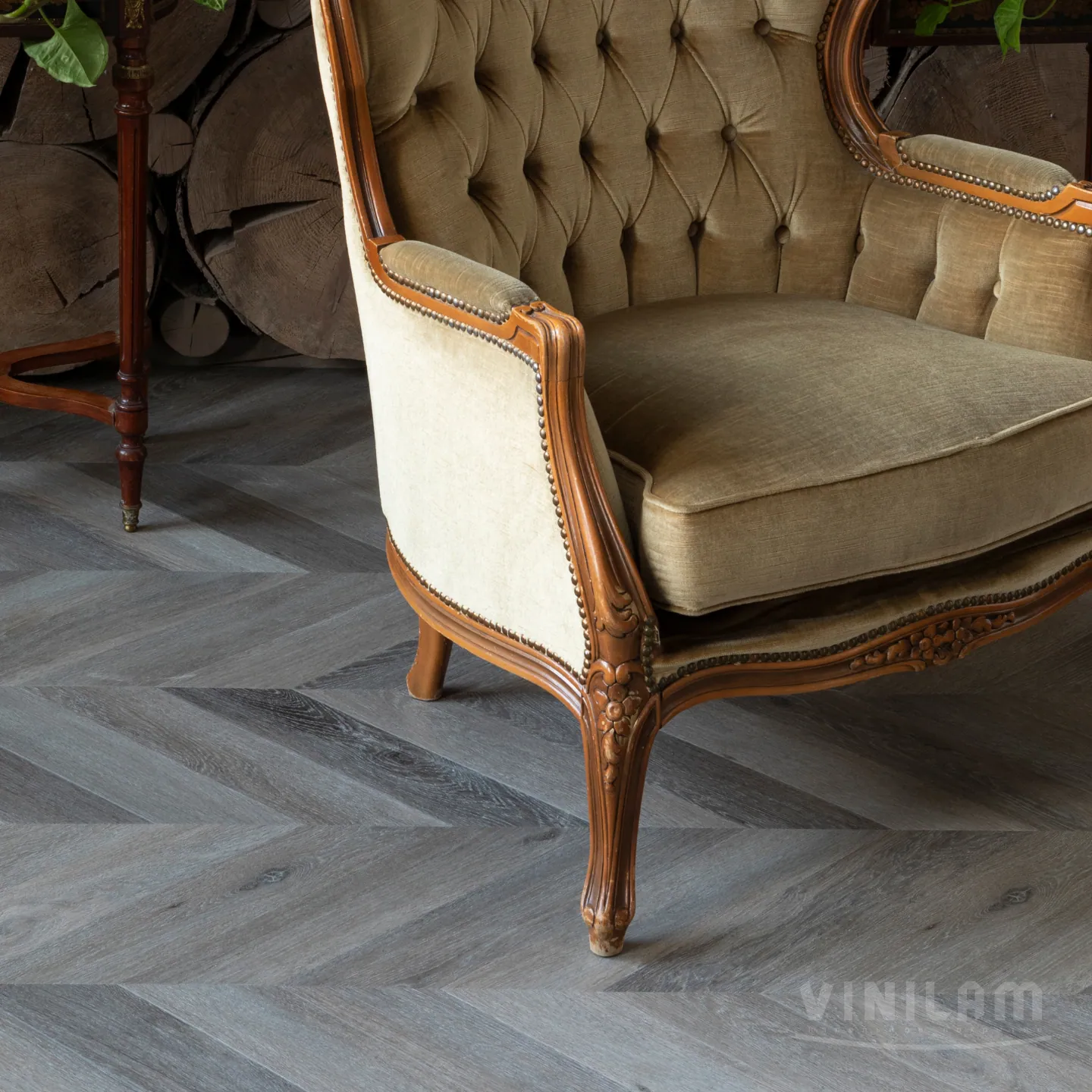 Vinilam Parquet Chevron Glue Шеврон Легран: в интерьере