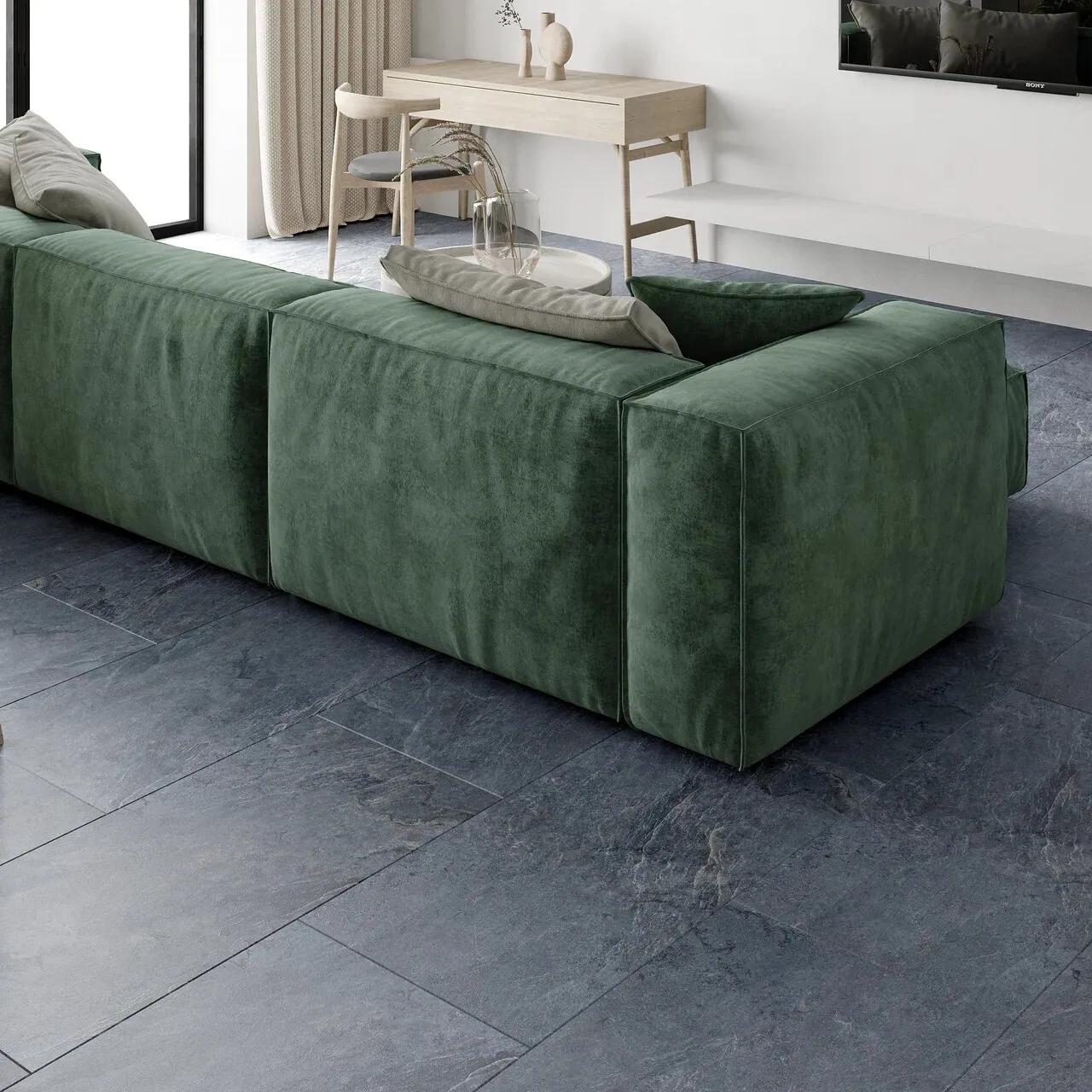 Vinilam Ceramo XXL Stone Glue Мальтийский Базальт: в интерьере
