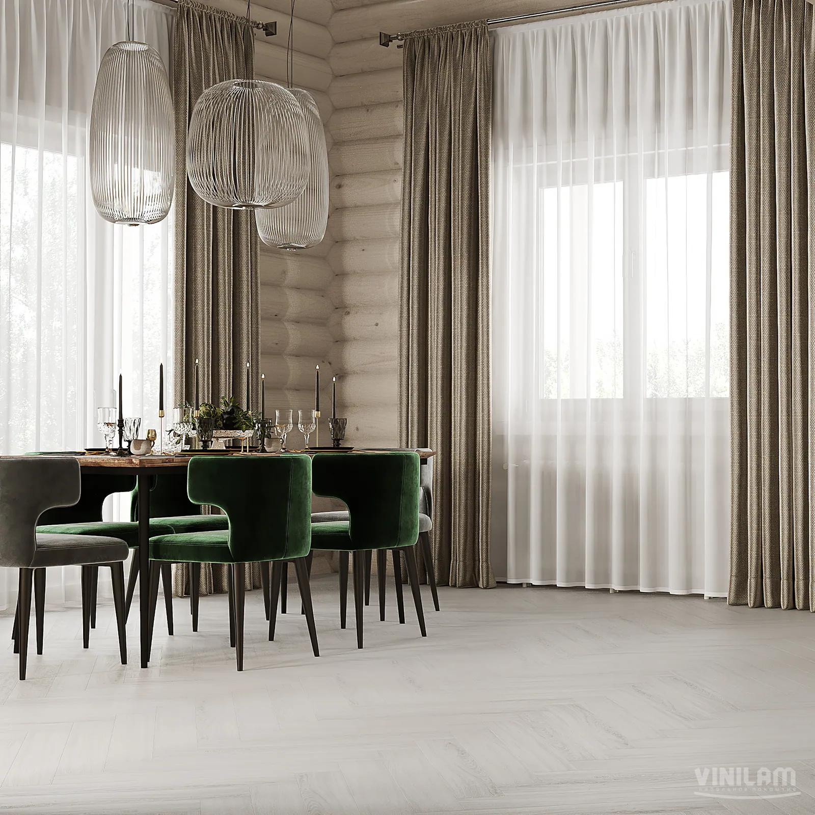 Vinilam Parquet Herringbone Click Паркет Санторини: в интерьере