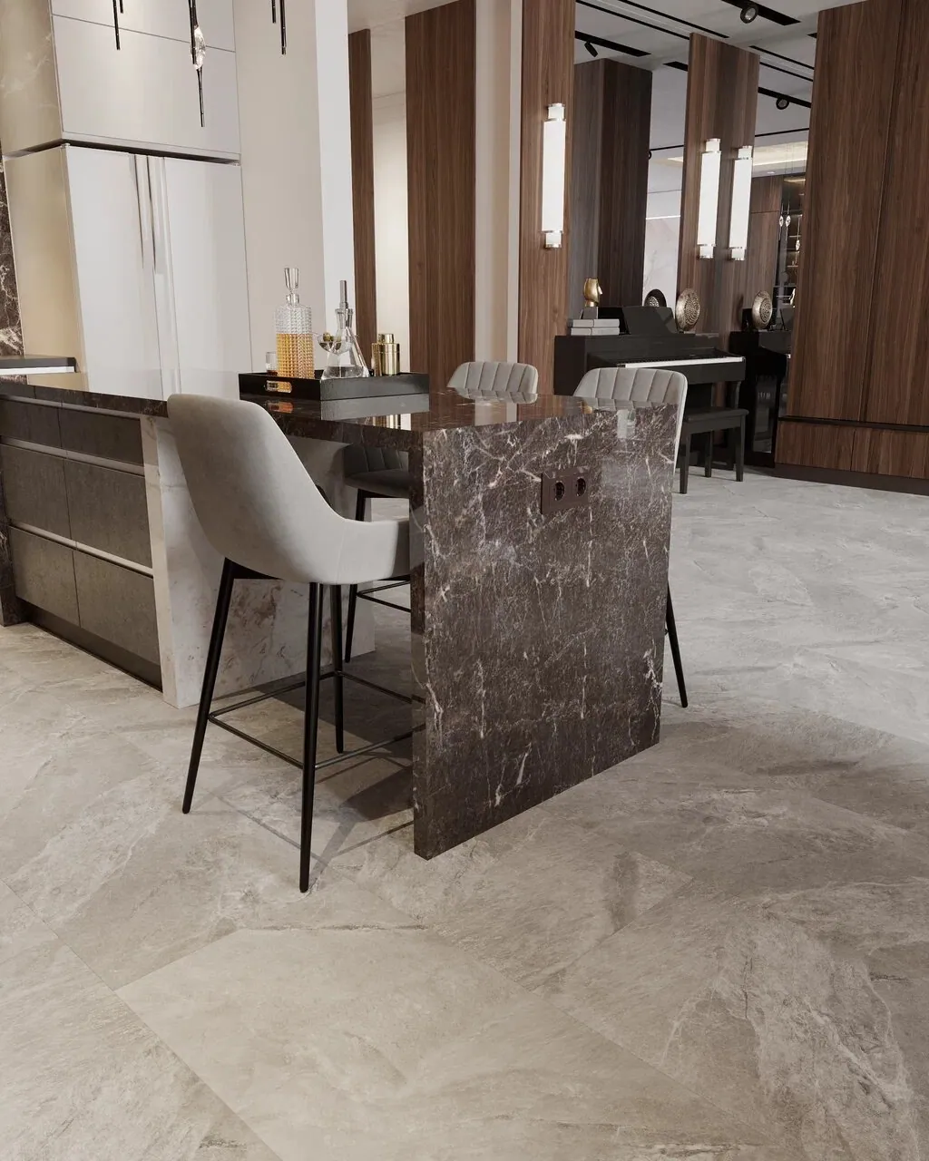 Vinilam Ceramo XXL Stone Glue Тосканский Камень: в интерьере