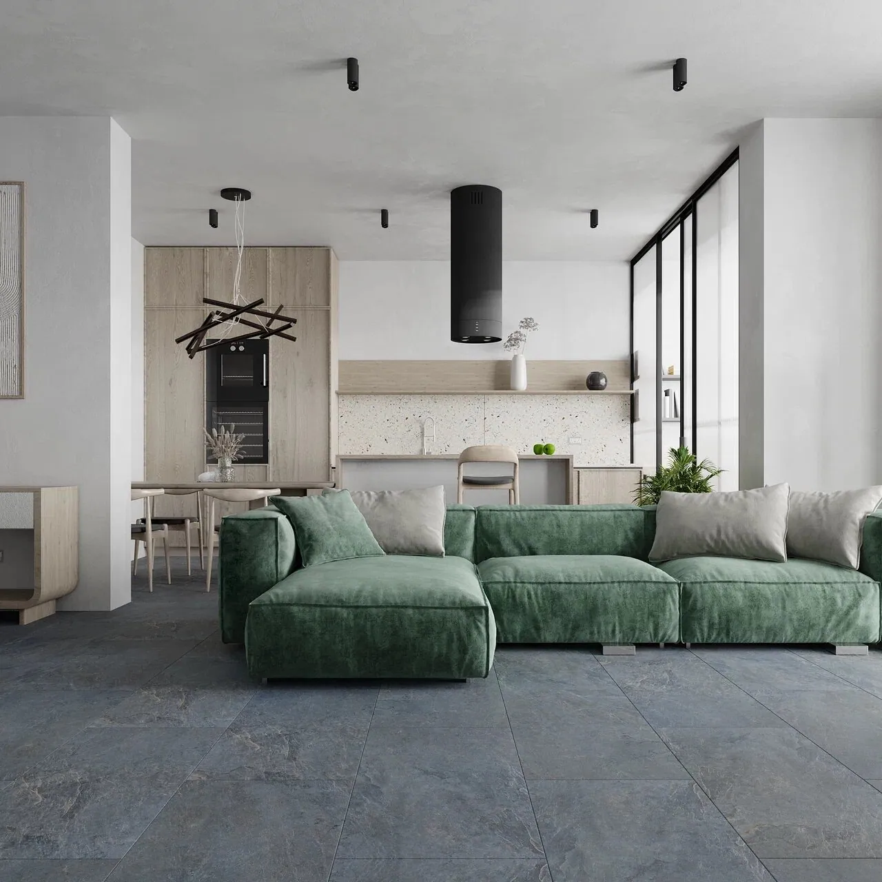 Vinilam Ceramo XXL Stone Glue Мальтийский Базальт: в интерьере