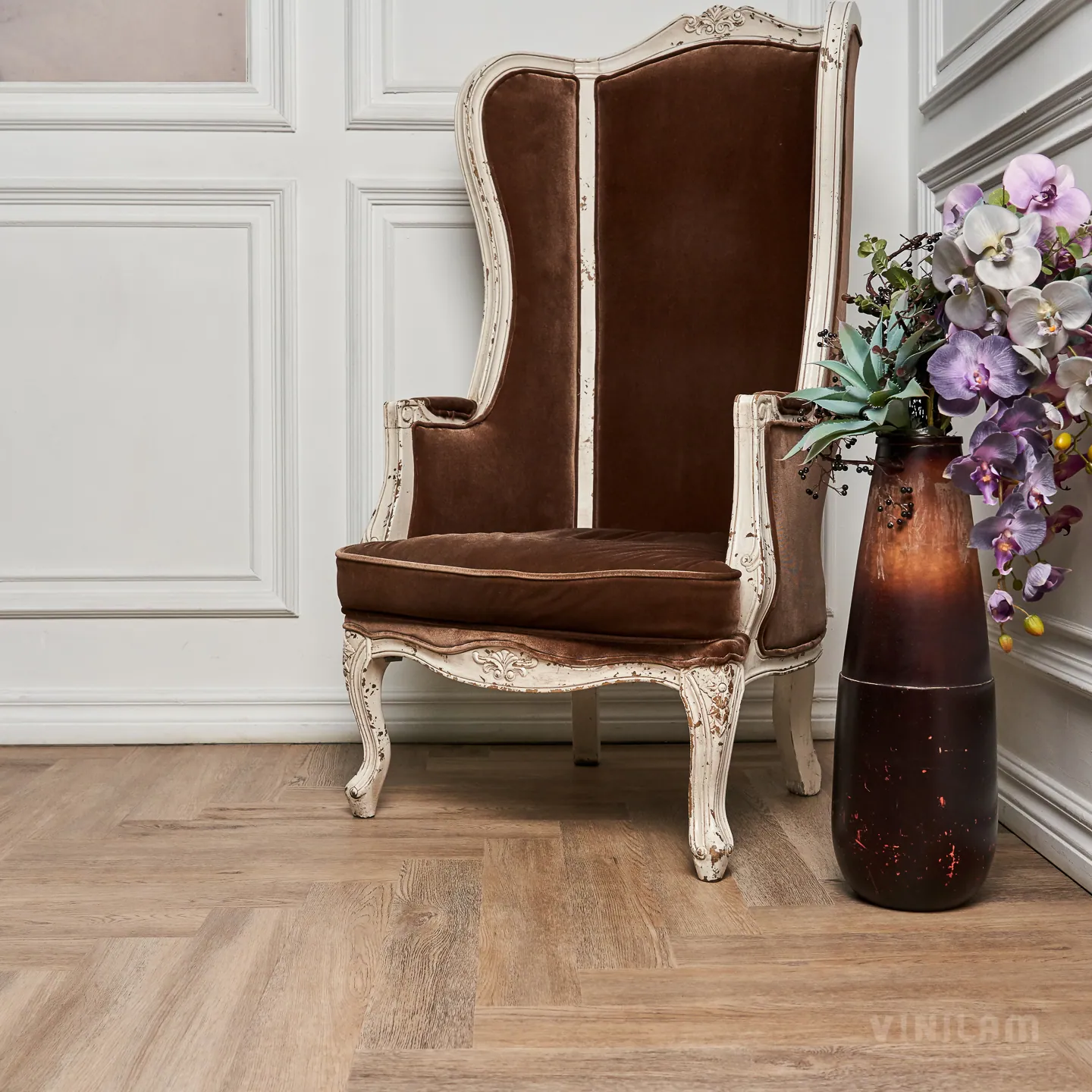 Vinilam Parquet Herringbone Click Паркет Северный: в интерьере