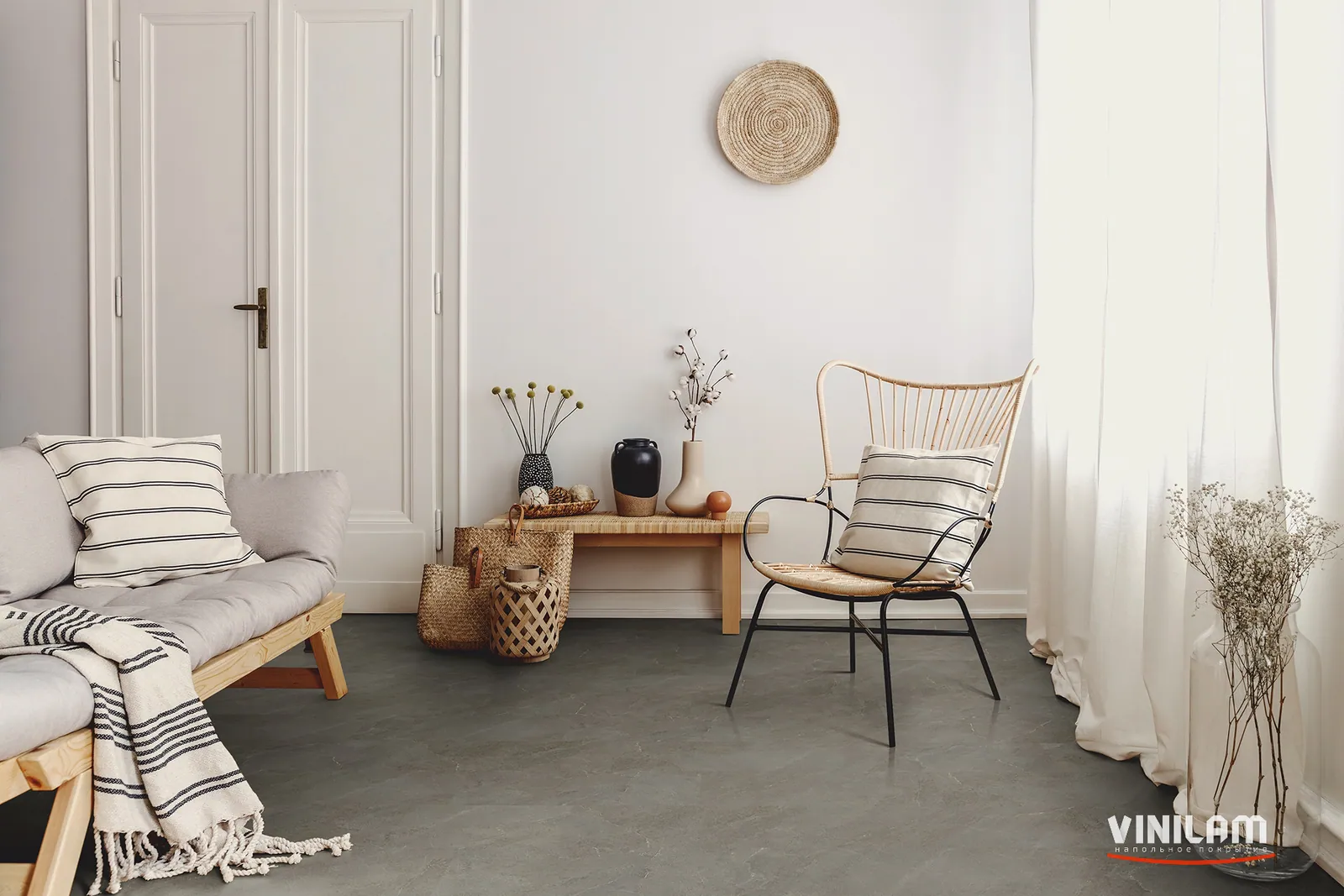 Vinilam Allure Stone Glue Пиренейский Мрамор: в интерьере
