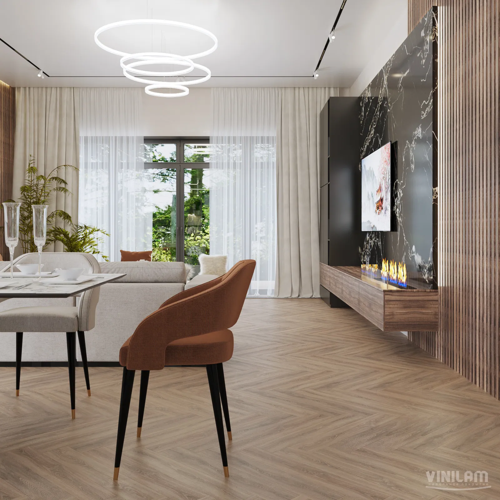 Vinilam Parquet Herringbone Click Паркет Монпелье: в интерьере
